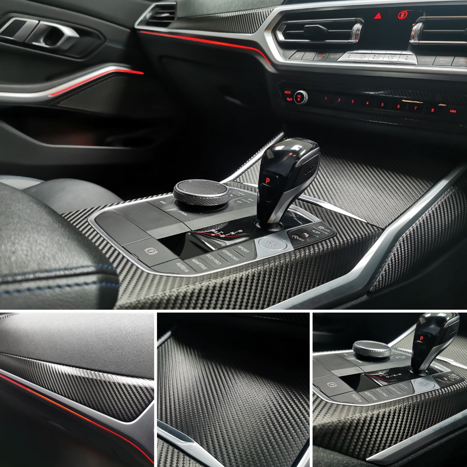 WRAPPING SERVICE - BMW G20 G21 INTERIOR TRIM SET - DEEP TEXTURED GLOSSY BLACK CARBON (MTD-TEX)